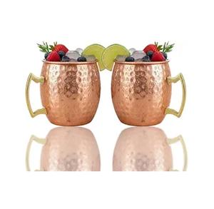 Meilleures ventes à prix bas : Ensemble de 2 tasses Moscow Mule faites à la main en cuivre et acier inoxydable, de qualité supérieure, avec texture martelée - Product Image 1