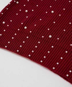 Pull court en maille pour femme - Pull d'hiver court - Pull en maille tendance à taille haute avec perles en forme de losange - Product Image 5