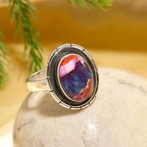 Bague tendance en argent sterling 925, best-seller, avec pierre précieuse turquoise huître rose, pour fournisseur de bijoux de Noël - Product Image 3