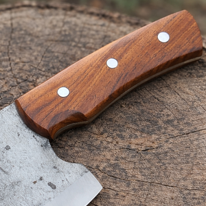 Cuchillo de Chef Estilo Bushcraft Forjado a Mano, Hoja de Acero al Carbono, Mango de Madera, Hoja de 7 Pulgadas, Estilo Vintage para Camping y Cocina - Product Image 5