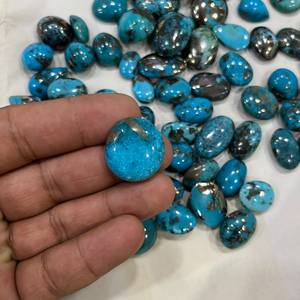 Cabochons en turquoise naturelle en vrac, pierres précieuses bleues polies, écologiques, formes variées avec certificat, pour la fabrication de bijoux - Product Image 4