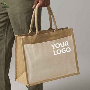 Thank You Jute Shopping Bags with Customizable Logo & Design Eco-Friendly Durable for Food & Tools - Product Image 3