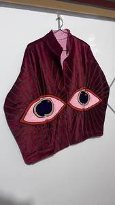 Handmade Velvet Jacket, Boho Suzani Style Eye Design Handmade Floral Suzani Jacket <b>Unique</b> <b>Gift</b> <b>For</b> <b>Her</b> - Product Image 6