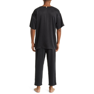 Ensemble de pyjama en soie de mûrier véritable pour hommes, vêtements de nuit à manches longues, couleur unie, vêtements de nuit de haute qualité pour hommes, vêtements de détente doux pour la maison - Product Image 3
