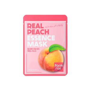 MASCARILLA FACIAL DE ALGODÓN CON ESENCIA DE DURAZNO REAL FARMSTAY (10 piezas) Hidratante Herbal Reafirmante Nutritiva con Aloe Fragancia Tamaño Viaje - Product Image 1