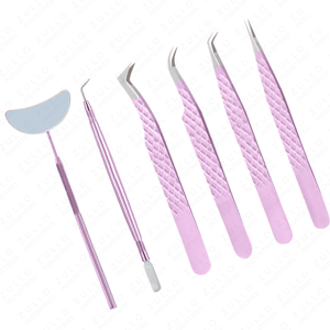 Custom Logo <b>Pink</b> Eyelash Tweezers Set Stainless Steel Volume Tip Lash Extension <b>Tools</b> Private Label Wholesale <b>Kit</b> - Product Image 5