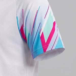 Conjunto Deportivo de Dos Piezas de Secado Rápido, Jersey Blanco con Diseño Geométrico para Tenis de Mesa, Conjunto de Pantalones Cortos, Uniforme de Equipo Sublimado en Poliéster - Product Image 4