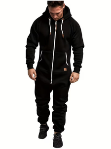 Combinaison décontractée deux pièces pour homme à manches longues avec fermeture éclair intégrale, imperméable, coupe-vent, respirante et séchage rapide BD - Product Image 2