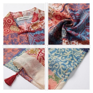 Pañuelo de Seda de Alta Calidad para Mujer, Marca NORTH APPROACH, Estampado Floral, Estilo Étnico, Largo, Multifuncional, para Uso en Exteriores, Accesorio de Moda - Product Image 5