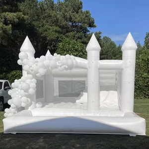 Château gonflable combiné <span class=keywords><strong>pour</strong></span> adultes, grand modèle intérieur, uni, <span class=keywords><strong>pour</strong></span> mariage, avec petit toboggan aquatique en PVC blanc et maison de rebond de 13 pieds avec <span class=keywords><strong>ballon</strong></span> - Product Image 1