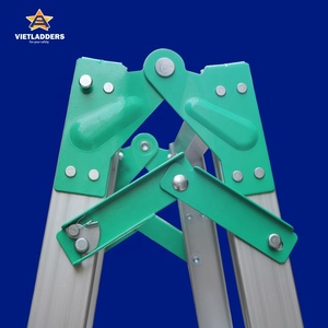 Échelle pliante en aluminium vert argent de haute qualité à 6 marches Capacité de charge de 150kg Conception industrielle en forme de «A» portable à double usage - Product Image 2