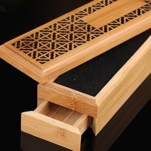 กล่องใส่ธูปไม้ไผ่พร้อมฝาแกะสลักและลิ้นชัก - Product Image 3