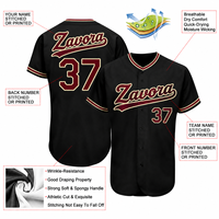 Maillot de baseball personnalisé noir avec bordure contrastante, boutons sur le devant, chemise athlétique, nom et numéro, streetwear, vente en gros, fournisseur OEM