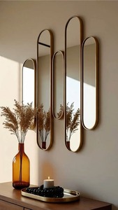 Modern Brass Round <b>Wall</b> <b>Mirror</b> <b>Decorative</b> Framed Art Design for Home Interior - Product Image 6
