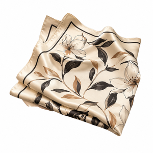 Elegant Floral Printed <b>Silk</b> Square <b>Scarf</b> for <b>Women</b> Multi-Functional Fashion Accessory All Seasons - Product Image 5