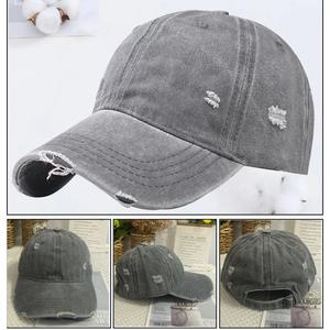 Gorra de Béisbol Azul de Lona, 6 Paneles, Ajustable, Diseño Desgarrado, Logotipo Frontal, Unisex, Deportiva, Transpirable, Impermeable, Hebilla Metálica, para Exteriores - Product Image 1