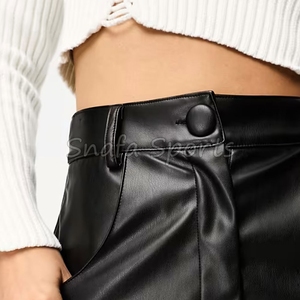 Shorts de Cuero para Mujer, Verano y Estilo Casual, Nueva Moda, Shorts Casuales para Mujer, 100% Cuero - Product Image 5