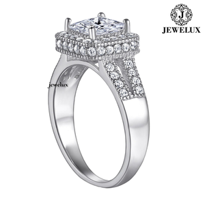 Anillo de Eternidad Jewelux para Mujer, Oro Sólido de 18K, Chapado en Rodio, con Diamantes, Corte Brillante Redondo, Engaste Pavé, Estilo Clásico para Boda - Product Image 3