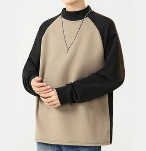 Sweat-shirt à col roulé surdimensionné pour homme, couleur unie, manches raglan, tricot en coton, vêtement décontracté pour l'automne - Product Image 4