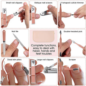 Ensemble portable de coupe-ongles et d'outils de beauté, ensemble de manucure 12 en 1, avec sac en cuir rose, adapté pour la maison, le lieu de travail, l'extérieur - Product Image 5