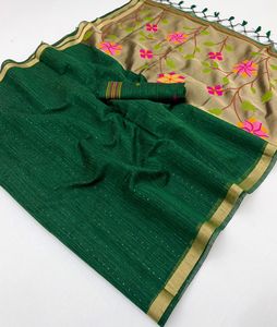 Sari de Seda Pura Kanchipuram Tejido a Mano Más Vendido con Sari de Seda Pura Tejida con Zari para Bodas - Product Image 1