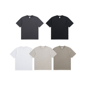 China Bangladesh Factory Price OEM Customized Logo Embroidery 260G Heavyweight Combed Cotton Loose Fit Solid <b>White</b> Men T Shirt - Product Image 1