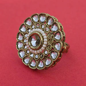 Stunning and Exclusive Collection of Flawless Design Indo Western Adjustable <b>Ring</b> With Mehndi Plating 113333 - Product Image 1