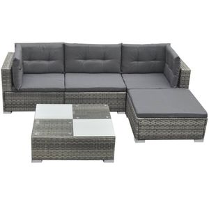 Conjunto de Muebles de Jardín Modulares Medianos de Ratán PE Gris - Product Image 2