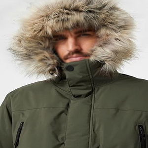 Chaqueta Parka con Capucha para Hombre STITCH LAB, Color Sólido, Poliéster Grueso, Impermeable, Ropa Exterior Informal, Largo Regular, Corte Recto, Invierno - Product Image 2