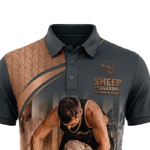 Polo de tonte de moutons durable à longue queue, uniforme de travail agricole sublimé, tissu doux et confortable, utilisation longue durée - Product Image 3