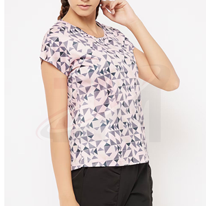 T-shirt à manches courtes col rond imprimé à séchage rapide en tissu tricoté, style décontracté, pour le printemps et l'été, personnalisable avec logo de marque - Product Image 3