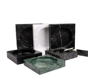 Cendrier rond en marbre métallique de luxe PrestigeMarble Classic, design personnalisé avec logo, sans fumée, écologique, facile à nettoyer, pour la maison et la voiture - Product Image 1