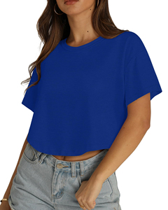 เสื้อยืดคอกลมผู้หญิง เนื้อผ้าโพลีเอสเตอร์ผสมคอตตอนอย่างดี ทอละเอียด ป้องกันแบคทีเรีย น้ำหนักเบา รับผลิตแบบ OEM - Product Image 3