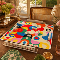 Tapis de Mahjong Américain Pliable en Néoprène Géométrique Rétro Coloré Personnalisé 33 Pouces 3mm Design Original pour Table de Jeu de Poker Vente en Gros