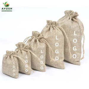 Bolsas de yute natural personalizadas con cordones de cierre, bolsa de arpillera duradera y ecológica para almacenamiento de granos de café - Product Image 3