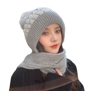 Gorros de Lana con Logotipo Personalizado, Bordado 3D y Pedrería, con Bufanda y Pompón de Peluche, Gorro Cálido de Invierno para Hombre y Mujer - Product Image 1