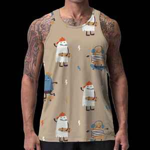เสื้อกล้ามออกกำลังกายผู้ชาย โพลีเอสเตอร์ ซับลิเมชั่น แห้งเร็ว ทรงเข้ารูป สำหรับออกกำลังกาย วิ่ง และกีฬา - Product Image 4