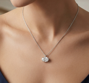 Pendentif de luxe en or blanc 14 carats massif certifié IGI avec diamant de laboratoire ovale de 2,20 carats, cadeau de fête pour femme, idéal pour fiançailles et mariage - Product Image 3