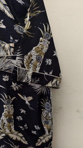 Luxury Artisanal Handcrafted <b>Black</b> Tropical Flora Knitted Cotton Summer Nightwear <b>Set</b> Breathable Comfortable Shorts Loungewear - Product Image 5