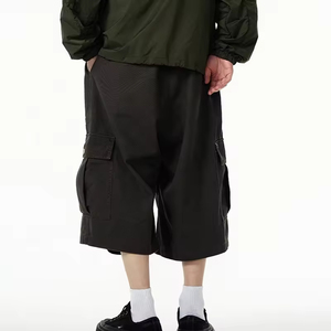 <b>Cargo</b> <b>Shorts</b> <b>Women</b> <b>Black</b> Loose Fit Mid Waist Elastic Waist Streetwear Style Canvas Material Breathable Pockets Design - Product Image 3