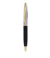 Stylo bille métallique de qualité supérieure 0,5 mm, noir brillant avec finitions dorées, logo personnalisé, idéal pour les cadeaux d'affaires promotionnels et l'écriture.