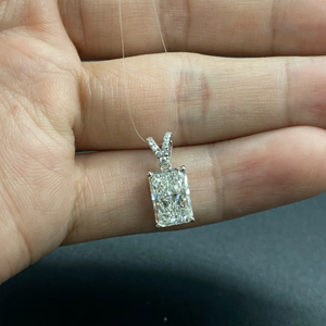 Collar de Lujo con Colgante de Diamante Cultivado en Laboratorio, Corte Radiante de 5ct, Platino PT950, E VS1, CVD, Solitario, Directo de Fábrica, para Mujer - Product Image 2