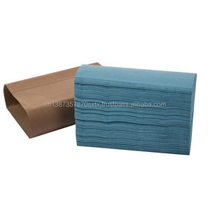 Serviettes en papier multi-pliées recyclées bleues, papier toilette sans mandrin blanc kraft et bleu - Product Image 3