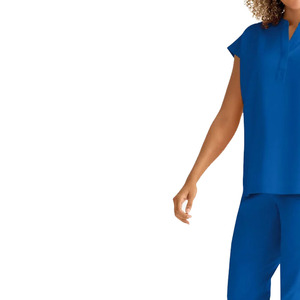 Conjunto de Uniforme Médico Unisex LAMA INDUSTRIES Azul Rey con Blusa de Manga Corta y Cuello con Muescas y Pantalones para Hospital y Enfermería con Detección de Agujas - Product Image 2