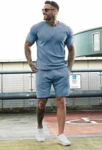 Ensembles 2 pièces de vêtements de marque pour hommes – Nouveauté été – Shorts décontractés et T-shirt à manches courtes – Couleurs unies – Ensemble de survêtement – Vente en gros - Product Image 2