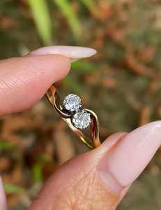 Anillo floral Toi Et Moi con diamante talla redonda de mina antigua, cultivado en laboratorio, oro macizo de 14K, para boda de mujer, regalo sorpresa para parejas - Product Image 6