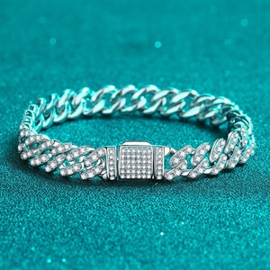 Bracelet chaîne cubaine en argent 925 avec diamants certifiés de laboratoire, léger, style Iced Out, bijoux de luxe pour homme, cadeau Hip Hop pour lui - Product Image 2