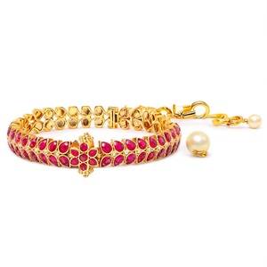 <b>Ruby</b> Kempu Matte Pearl Charm Bangles Gift <b>Bracelet</b> - Product Image 2