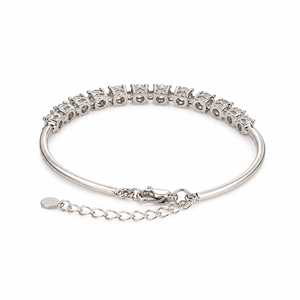 Elegant Moissanite Tennis <b>Bracelet</b> For Women Round Brilliant Cut 925 <b>Sterling</b> <b>Silver</b> Prong Setting Classic Style Wedding Jewelry - Product Image 4