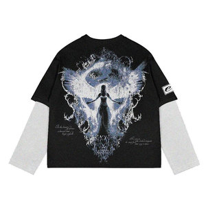Oversized Long Sleeve T-Shirt With <b>Skull</b> And Purple Eye Print Streetwear Style O-Neck Men's Knitted <b>Top</b> - Product Image 5